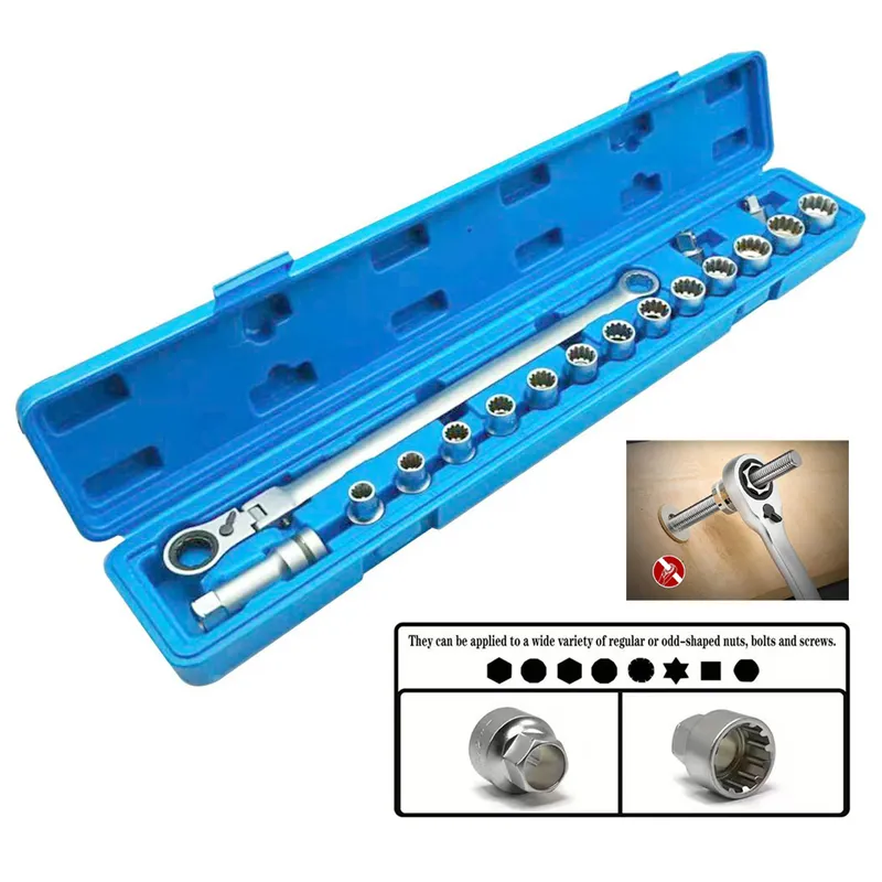 Body Jewelry Removal Tool - 17 Parçalı Piercing Ratchet Sleeve Çok