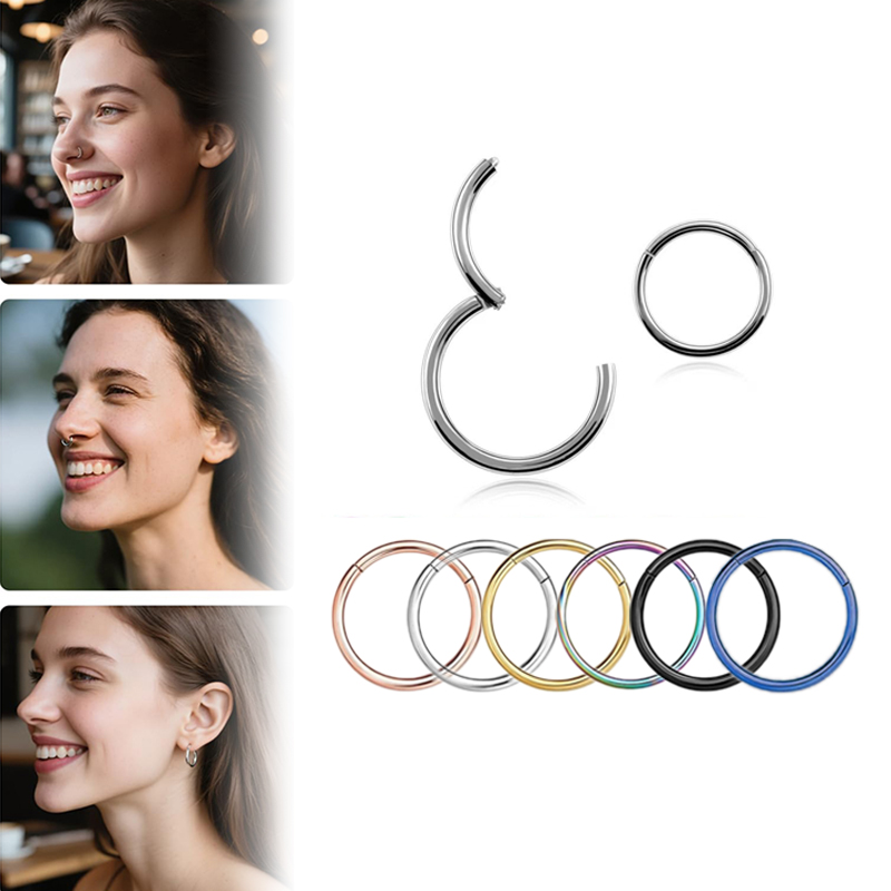 Body Jewelry Nose - 16G 316L Cerrahi Çelik Menteşeli Clicker