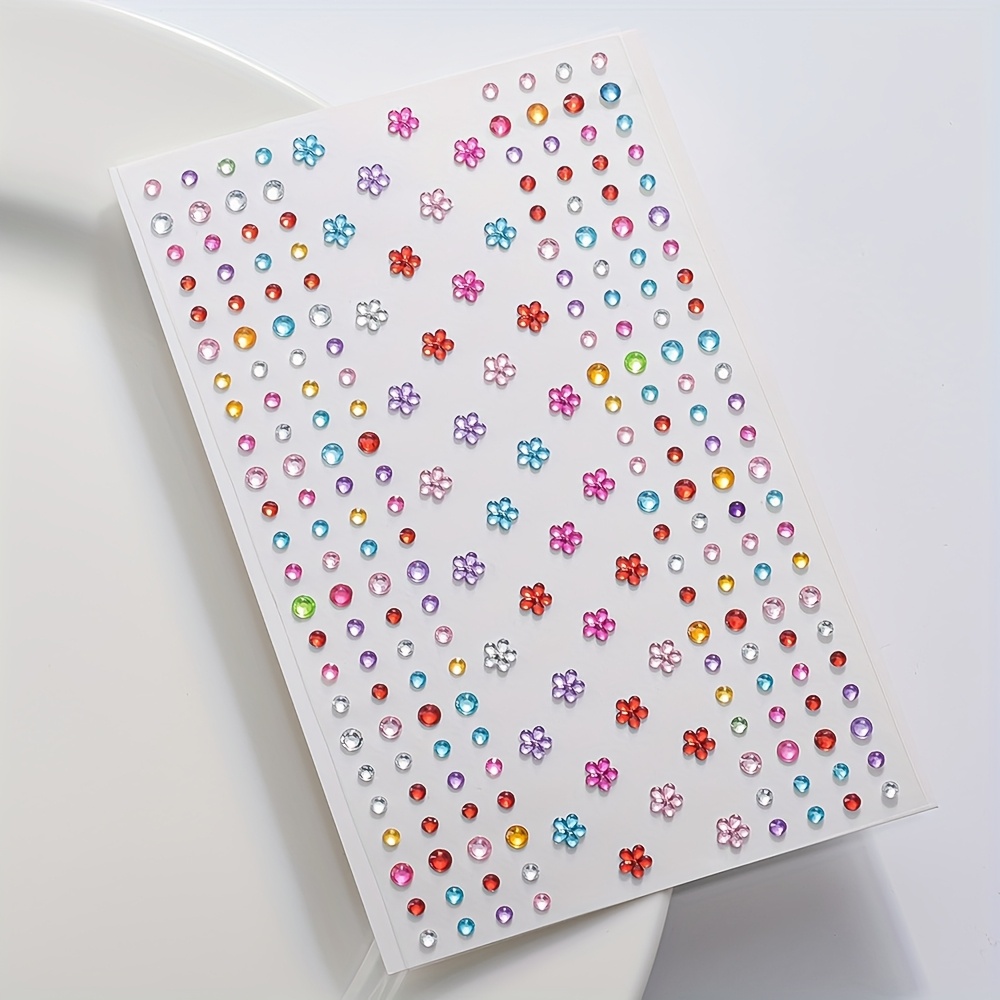 Body Jewelry Stickers - 1 Yaprak Renkli Parlak Yapay Elmas