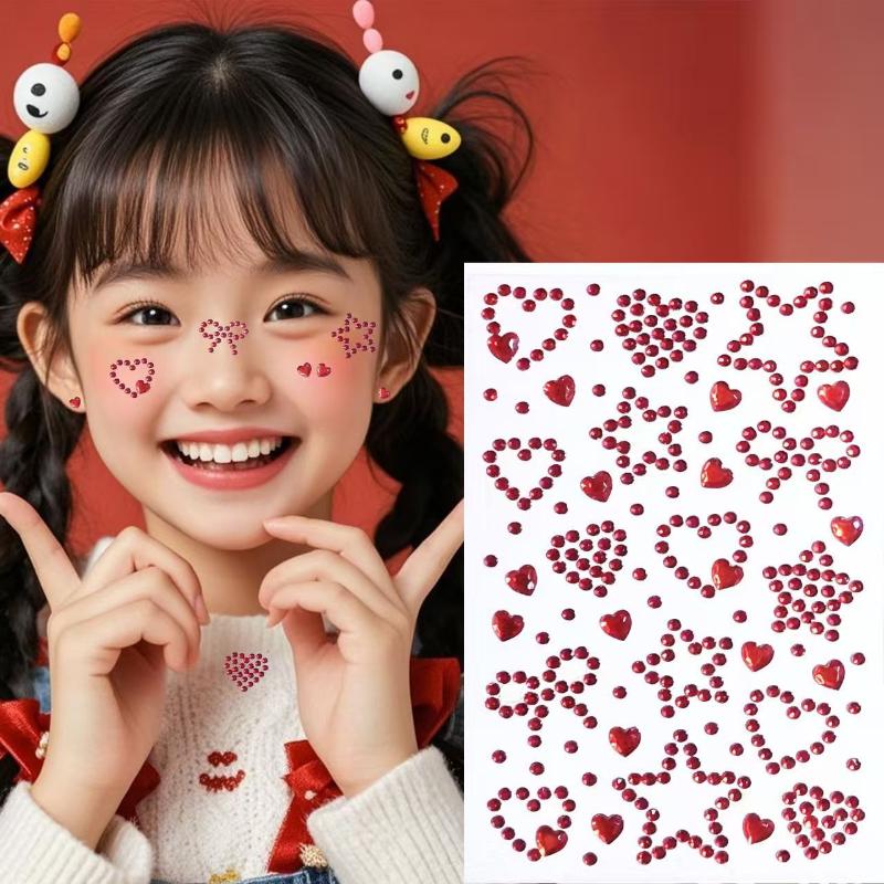 Body Jewelry Stickers - 1 sayfalık renkli kendinden yapışkanlı yüz