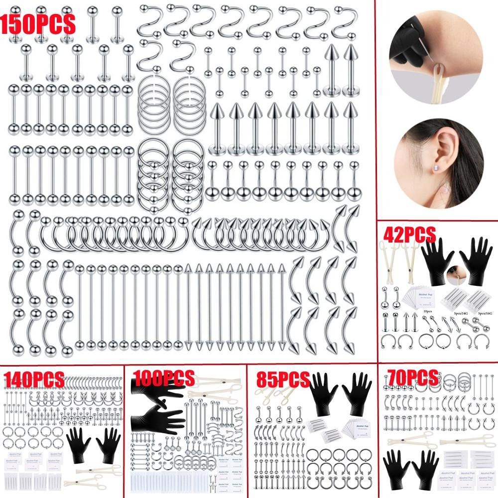 Body Jewelry Nose - 150/140/85/70/42 Parça Vücut Piercing Seti Takı