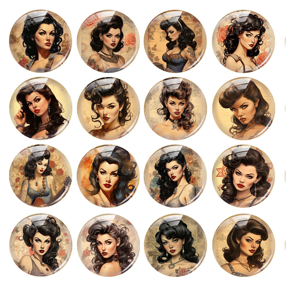 Body Jewelry Stickers - Rastgele Karışık Yuvarlak/Oval/Kare Vintage Dövmeli Bayan