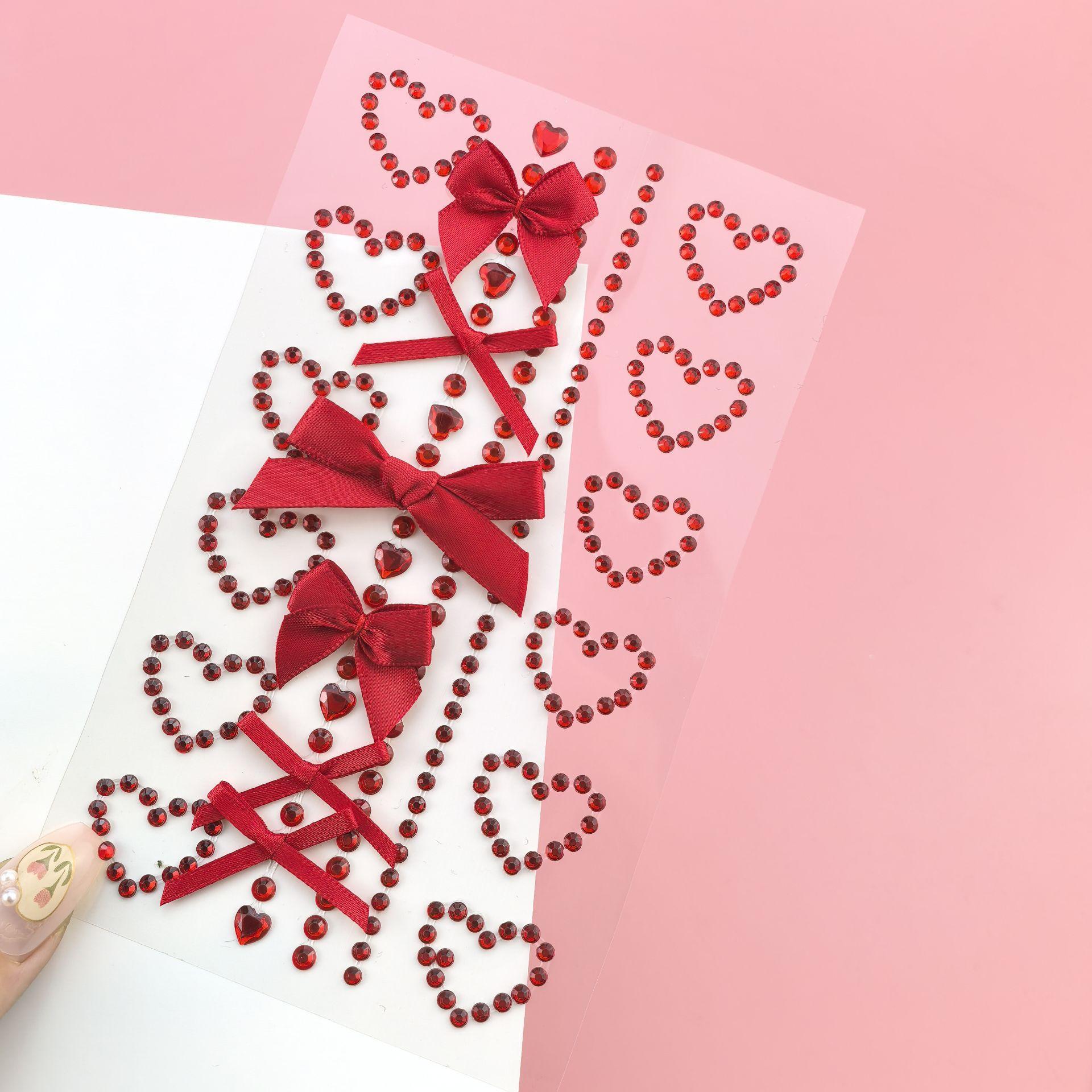 Body Jewelry Stickers - 1 sayfalık kırmızı kurdele yay ışıltılı