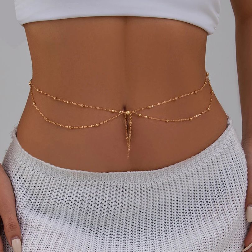 Body Jewelry Types - KunJoe Çok Katmanlı Altın Rengi Ince