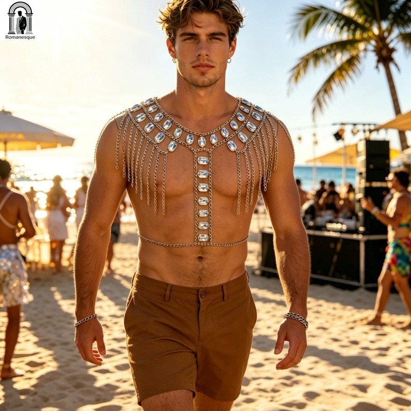 Moda erkek ışıltılı disk zinci - Body Jewelry Vest incelemesi ve fiyatı