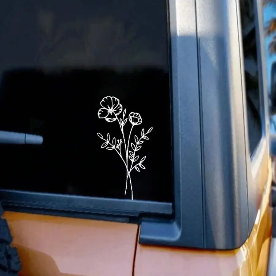 1 adet yabani çiçek araba etik - Body Jewelry Stickers incelemesi ve fiyatı