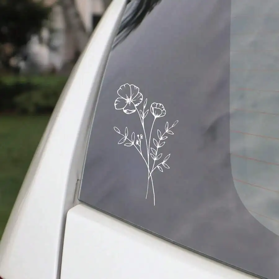 1 adet yabani çiçek araba etik - Body Jewelry Stickers incelemesi ve fiyatı
