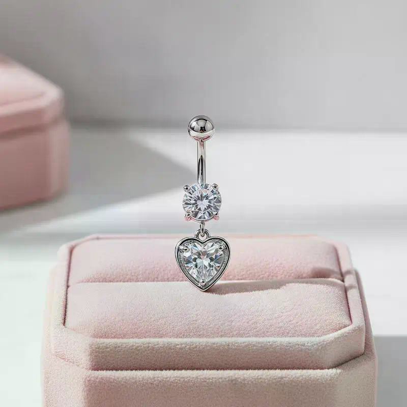 Kalp Motifli Kavisli Göbek Hal - Body Jewelry For Sensitive Skin incelemesi ve fiyatı