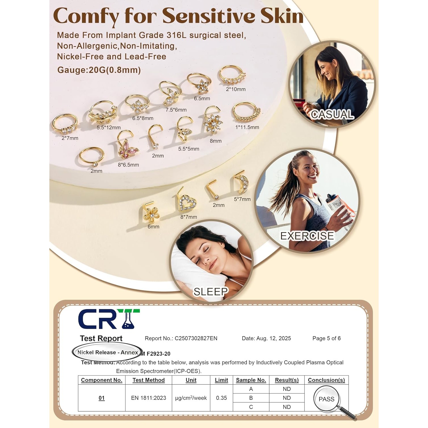 FASACCO 1 adet Kadınlar İçin B - Body Jewelry For Sensitive Skin incelemesi ve fiyatı